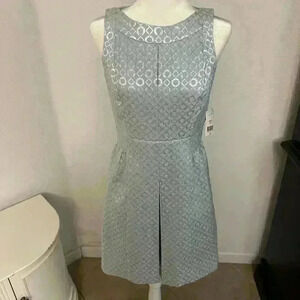 NWT Lauren Ralph Lauren Blue Formal Keyhole Brocade Jacquard Cocktail Dress 6